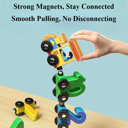 shoraminimalist Educational Wooden Magnetic 1–10 Number Train – Learn Through Play