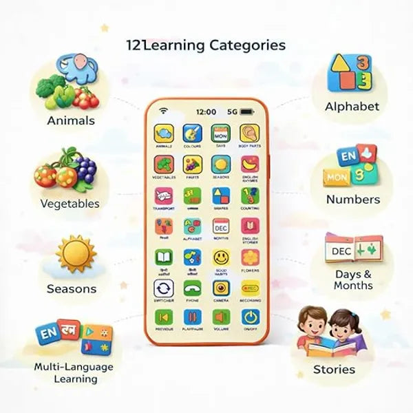 Kids Talking Phone Toy – Red Premium Plastic Musical Learning Phone for Boys & Girls