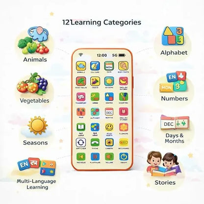 Kids Talking Phone Toy – Red Premium Plastic Musical Learning Phone for Boys & Girls