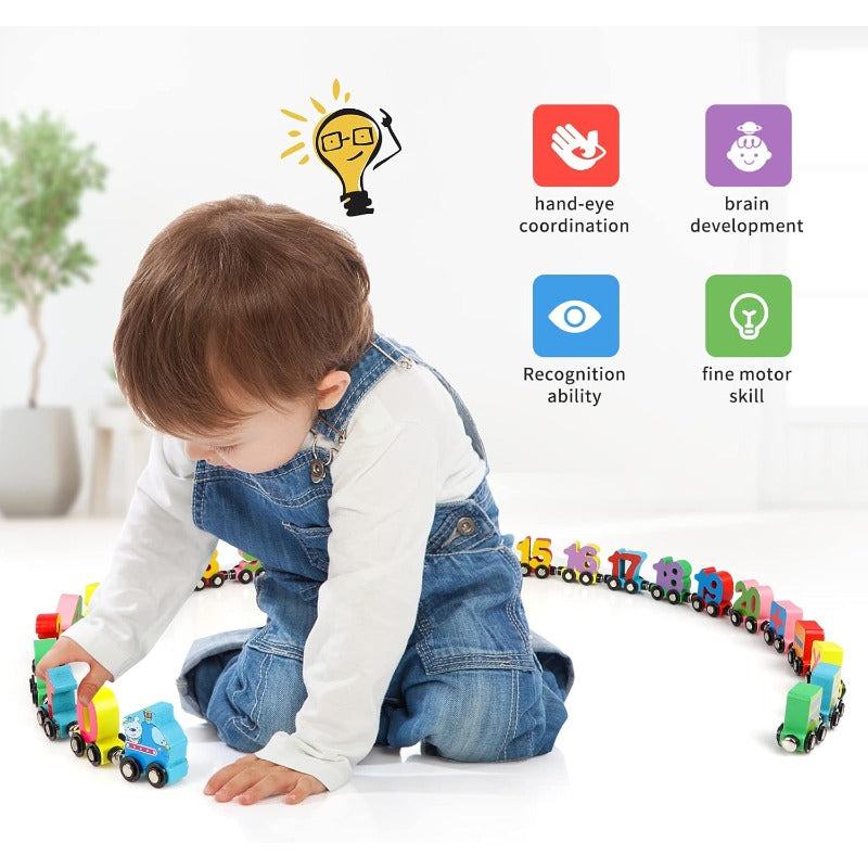 shoraminimalist Educational Wooden Magnetic 1–10 Number Train – Learn Through Play