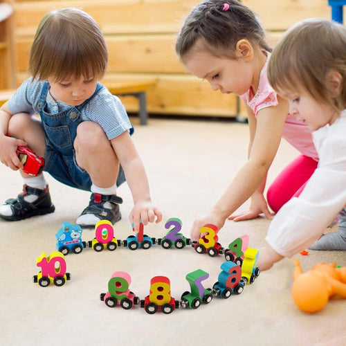 shoraminimalist Educational Wooden Magnetic 1–10 Number Train – Learn Through Play