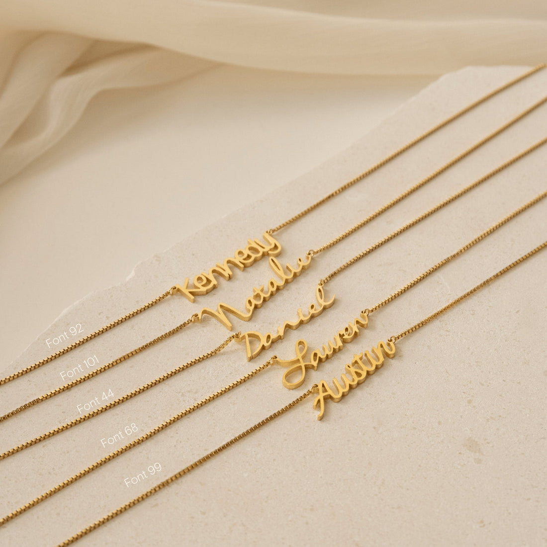 Callie Name Necklace in Box Chain