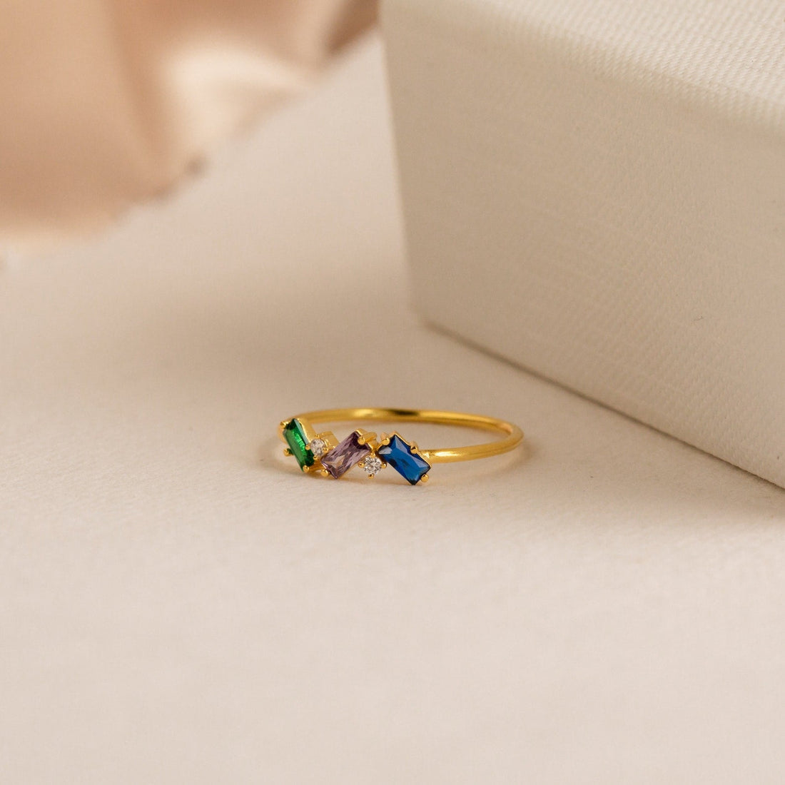 Cluster Baguette Birthstone Ring