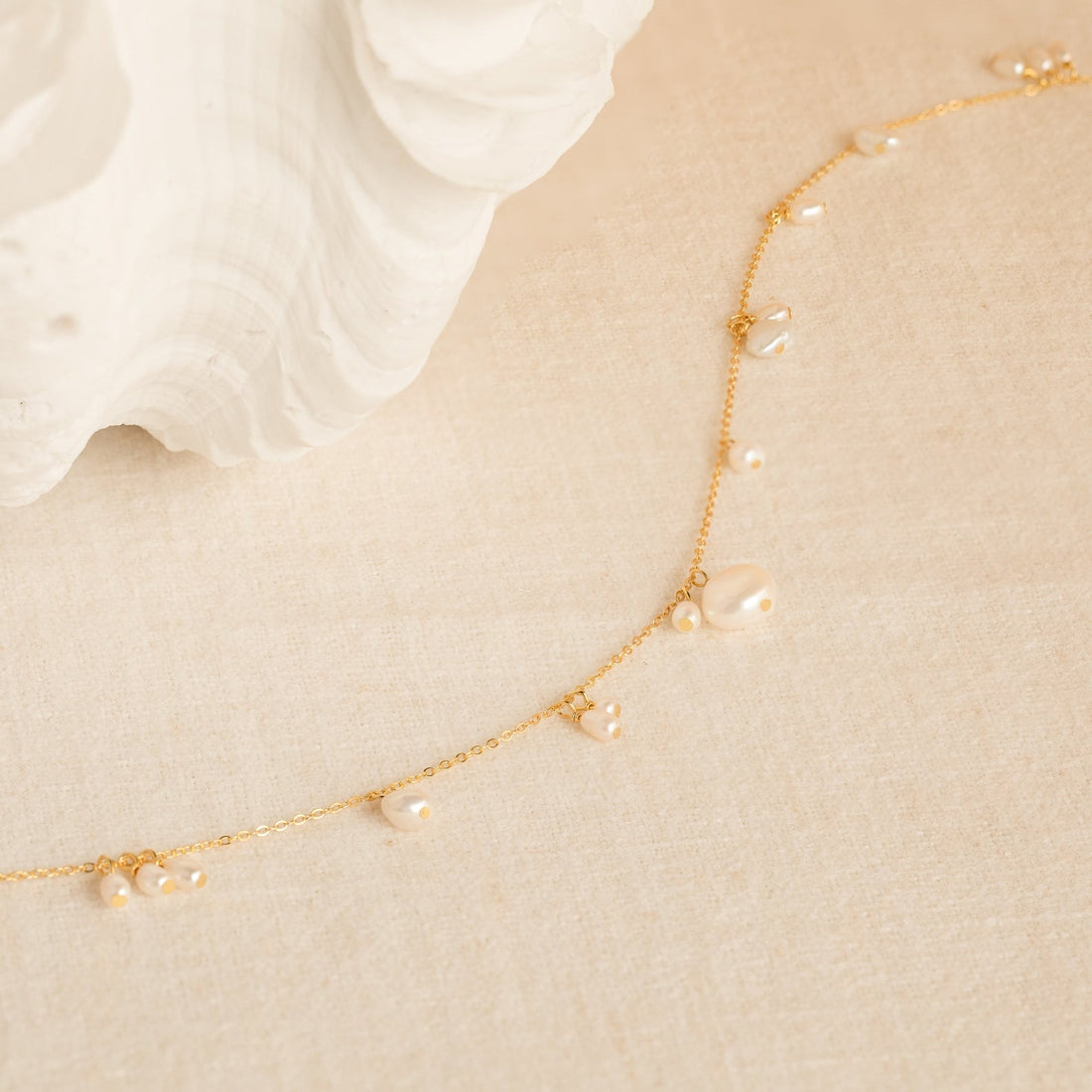 Baroque Pearl Station Necklace