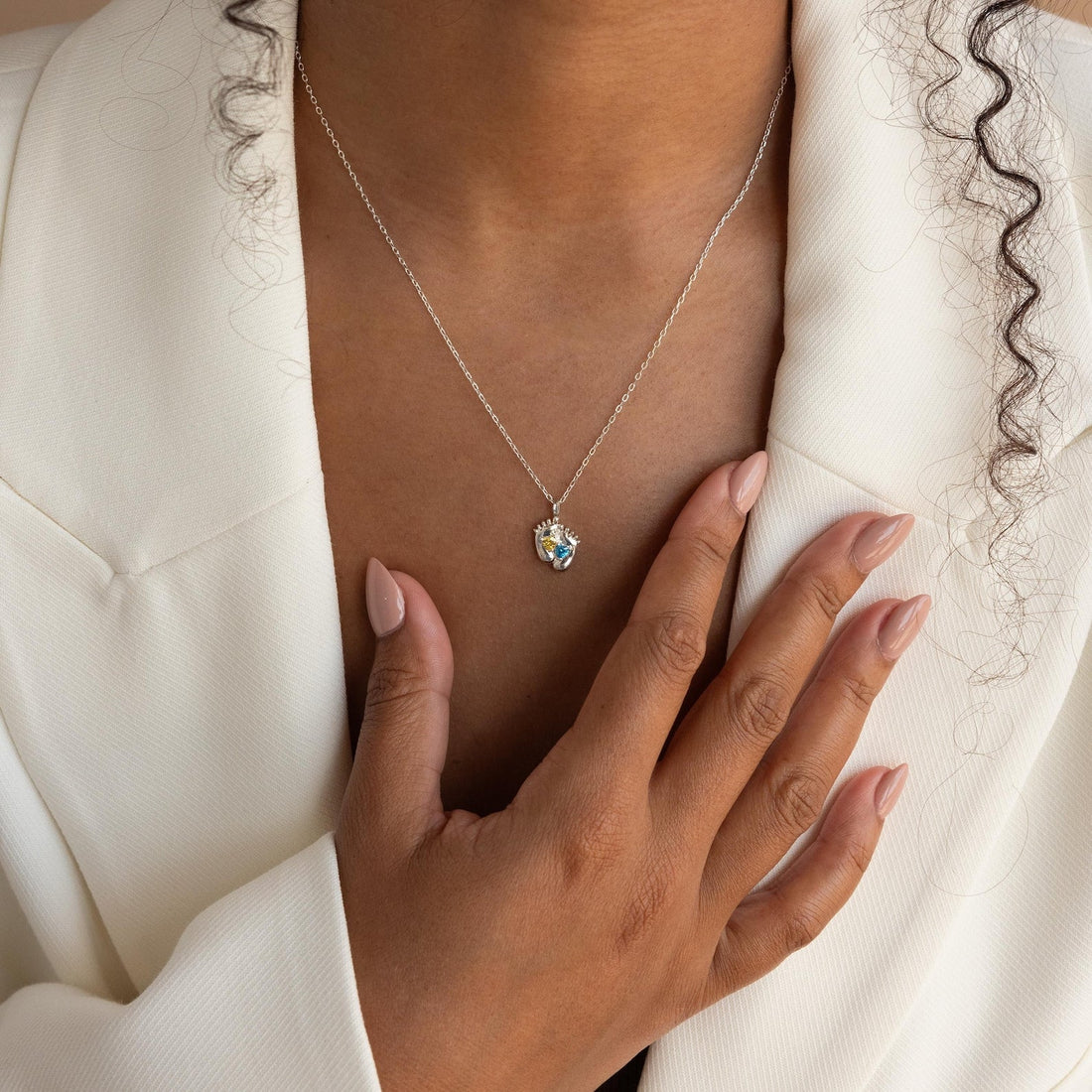 Footprint Birthstone Necklace