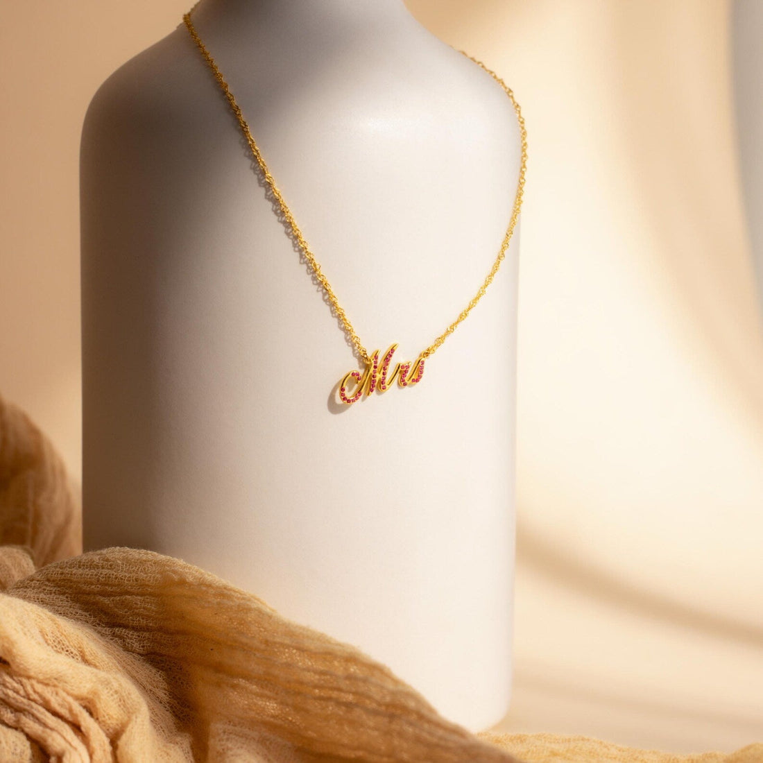 Elegant Birthstone Name Necklace