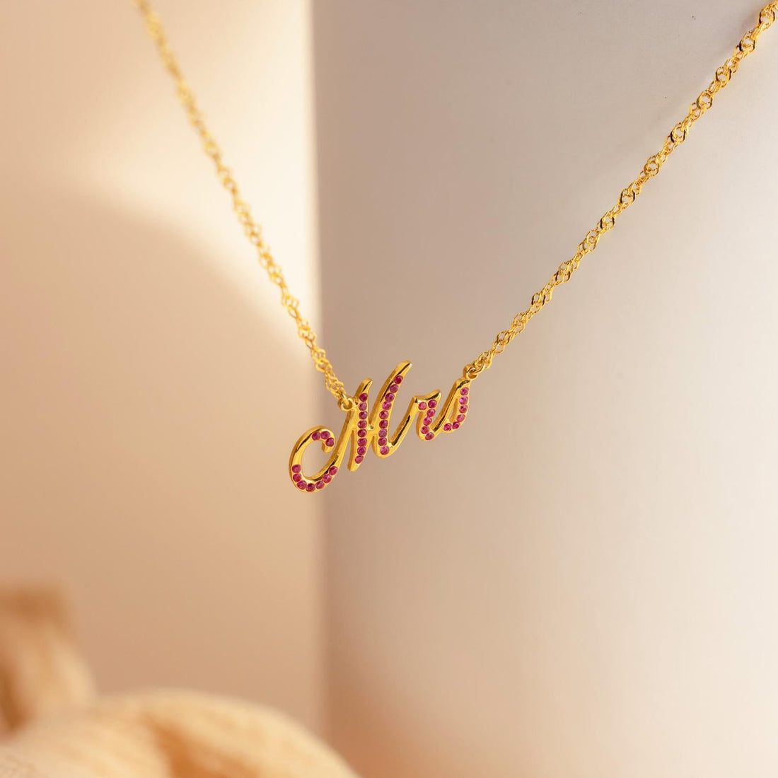 Elegant Birthstone Name Necklace