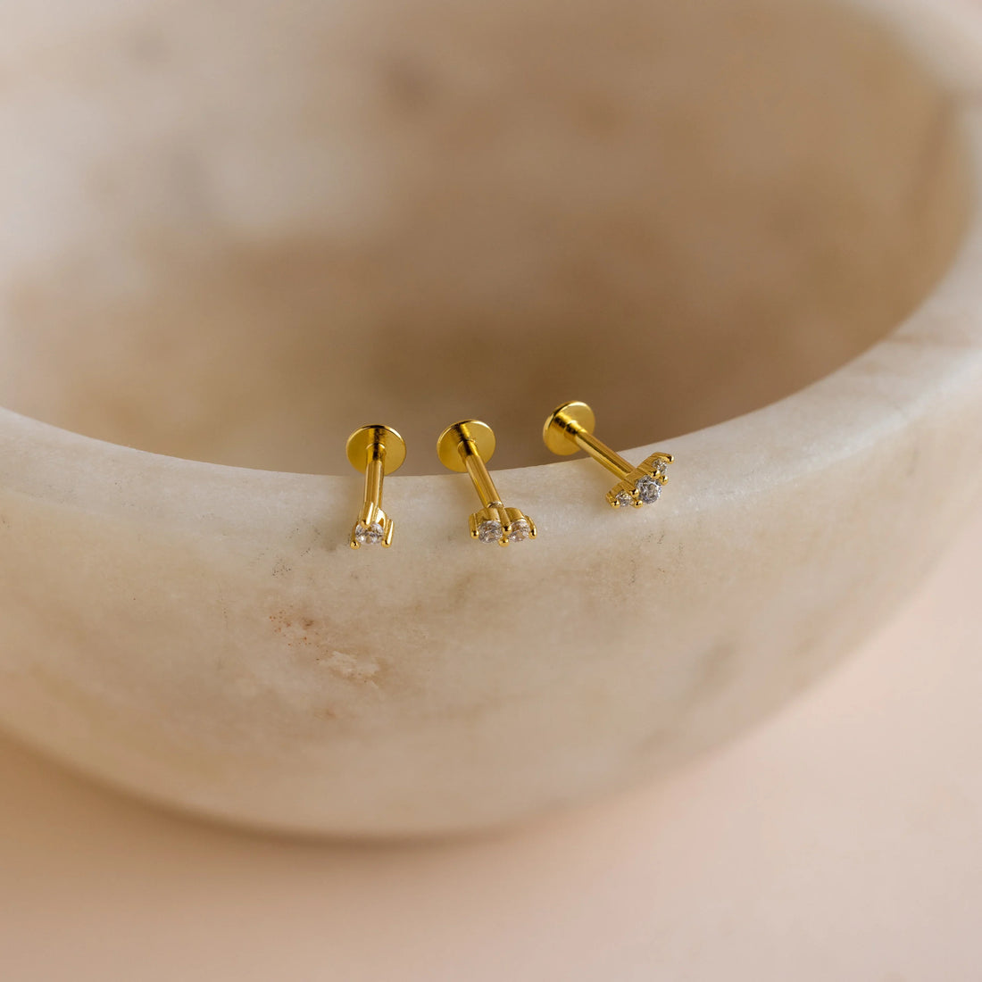 Tiny Diamond Flatback Studs Set