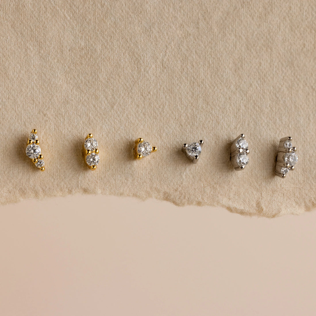 Tiny Diamond Flatback Studs Set