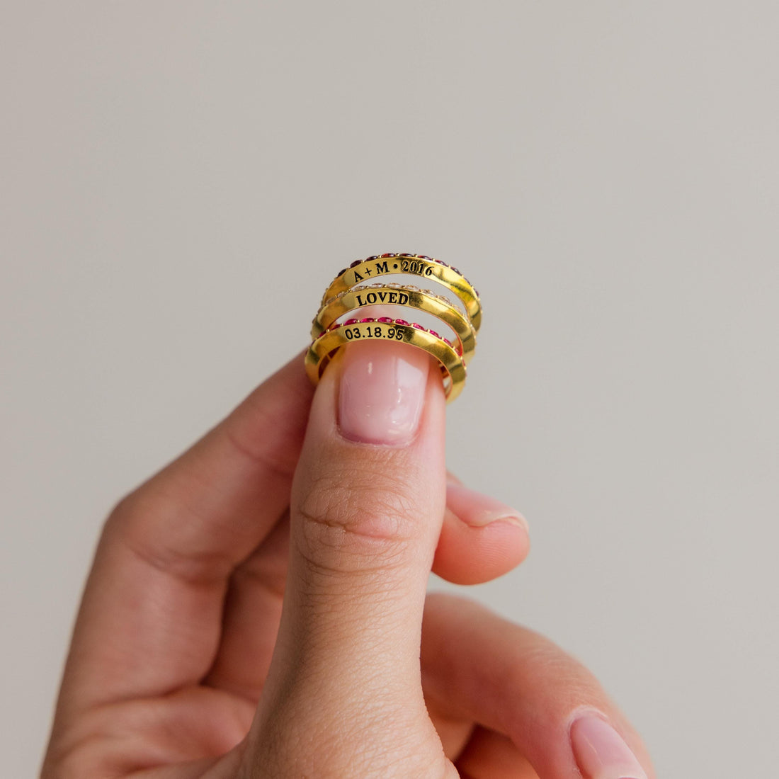 Engraved Birthstone Eternity Ring