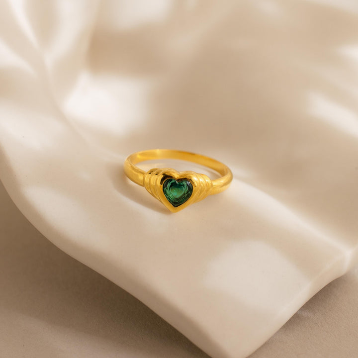 Birthstone Heart Signet Ring