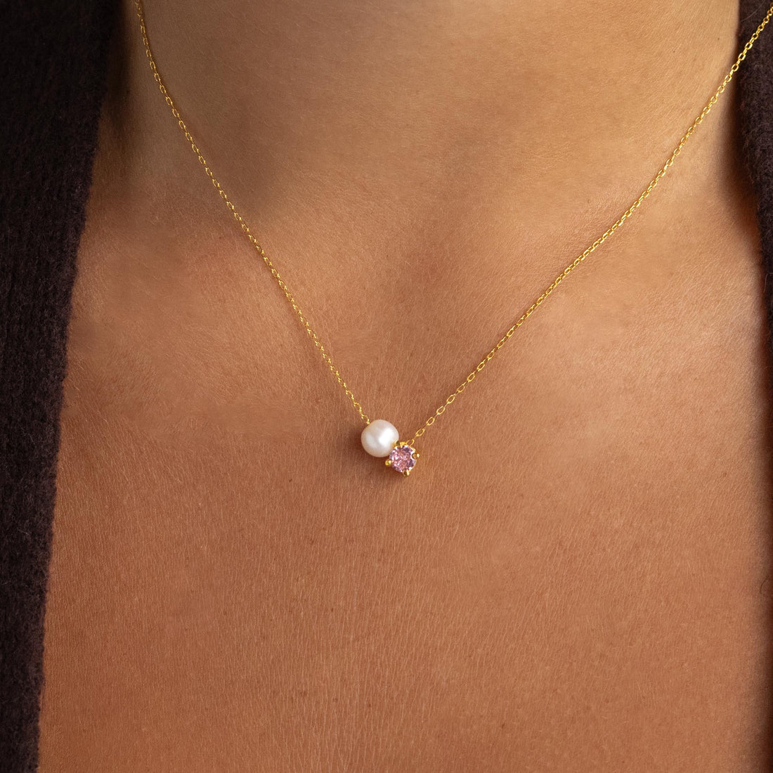 Pearl & Birthstone Necklace