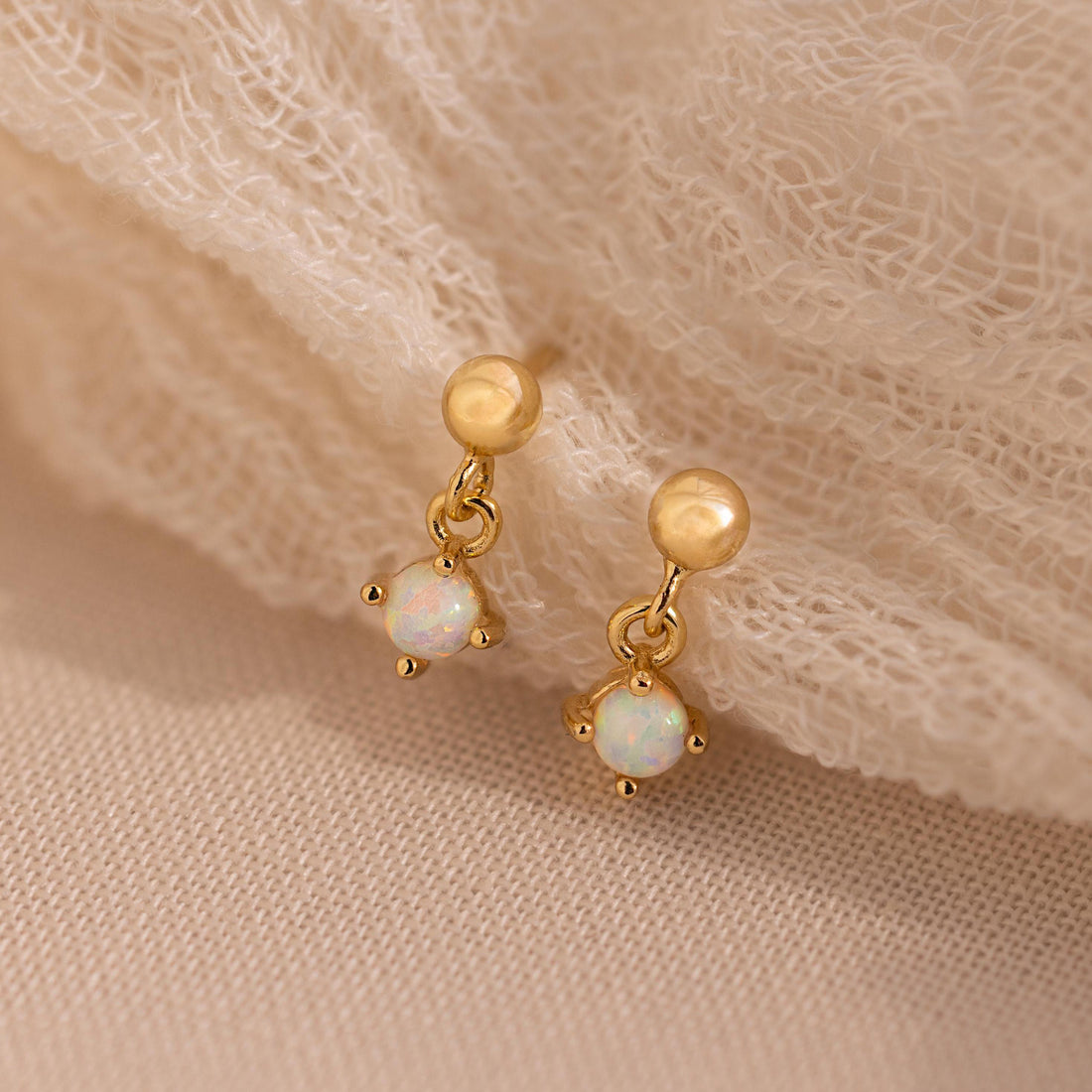 Dainty Opal Drop Studs